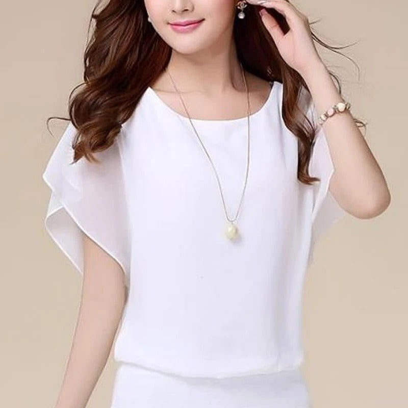 Women's Chiffon Blouse with Ruffle Sleeves – Ariana