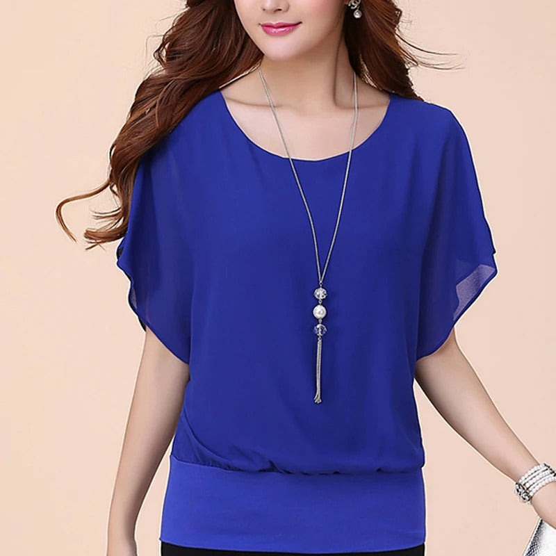 Women's Chiffon Blouse with Ruffle Sleeves – Ariana
