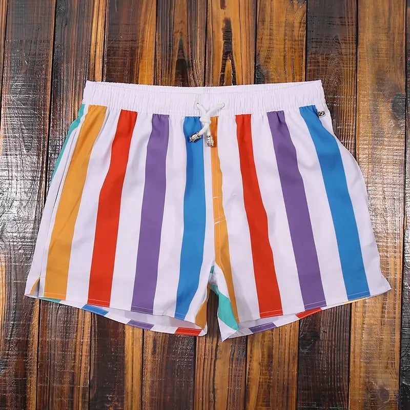 Striped men's shorts with elastic waistband - Matteo