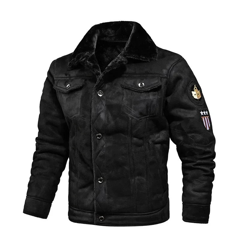 Luxe Oversized Leren Jas met Fluwelen Voering - Victor