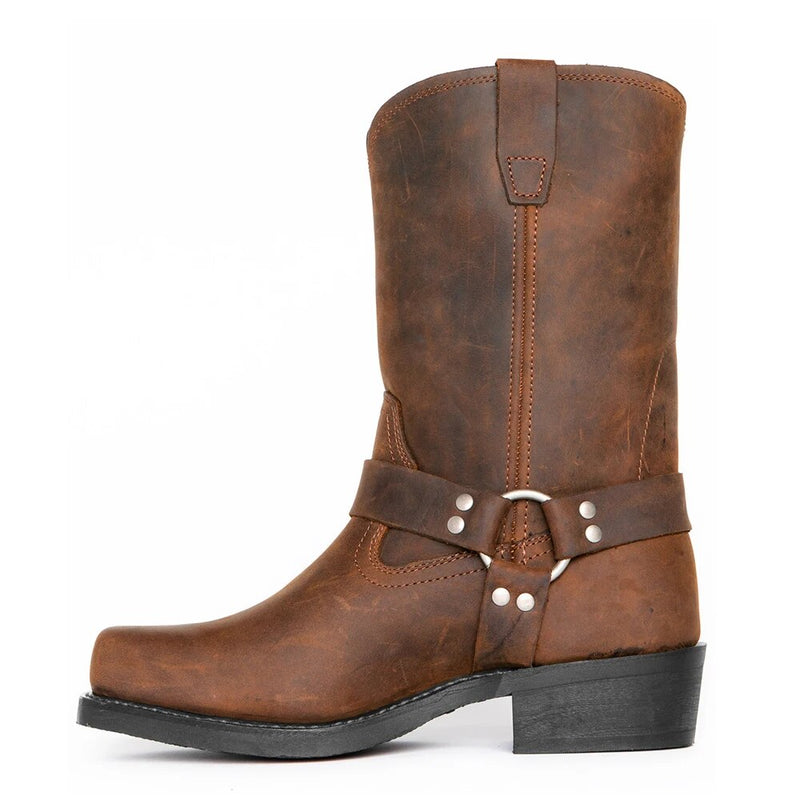 Stylish Leather Men's Cowboy Boots - Darius