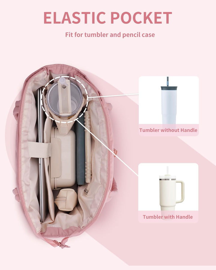 Gewatteerde Puffer Schoudertas met Bekerhouder & Laptop Sleeve voor Reizen en Werk