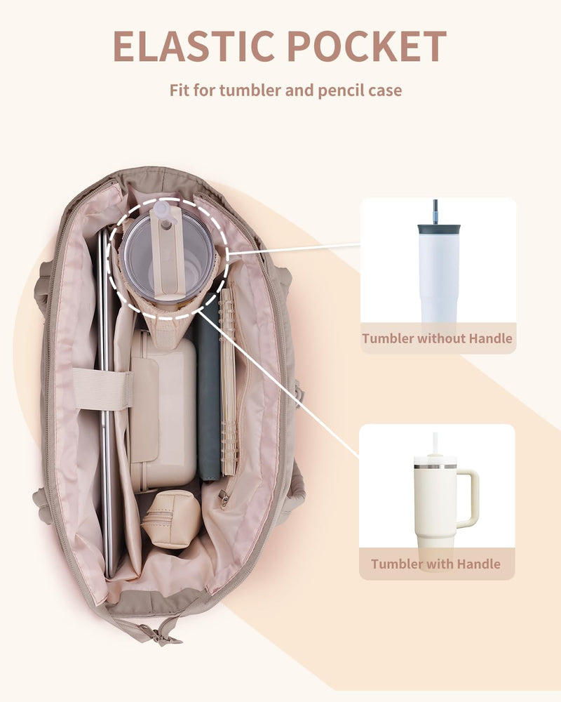 Gewatteerde Puffer Schoudertas met Bekerhouder & Laptop Sleeve voor Reizen en Werk
