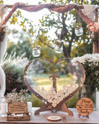 Heart-Shaped Wooden Guestbook – Memoro