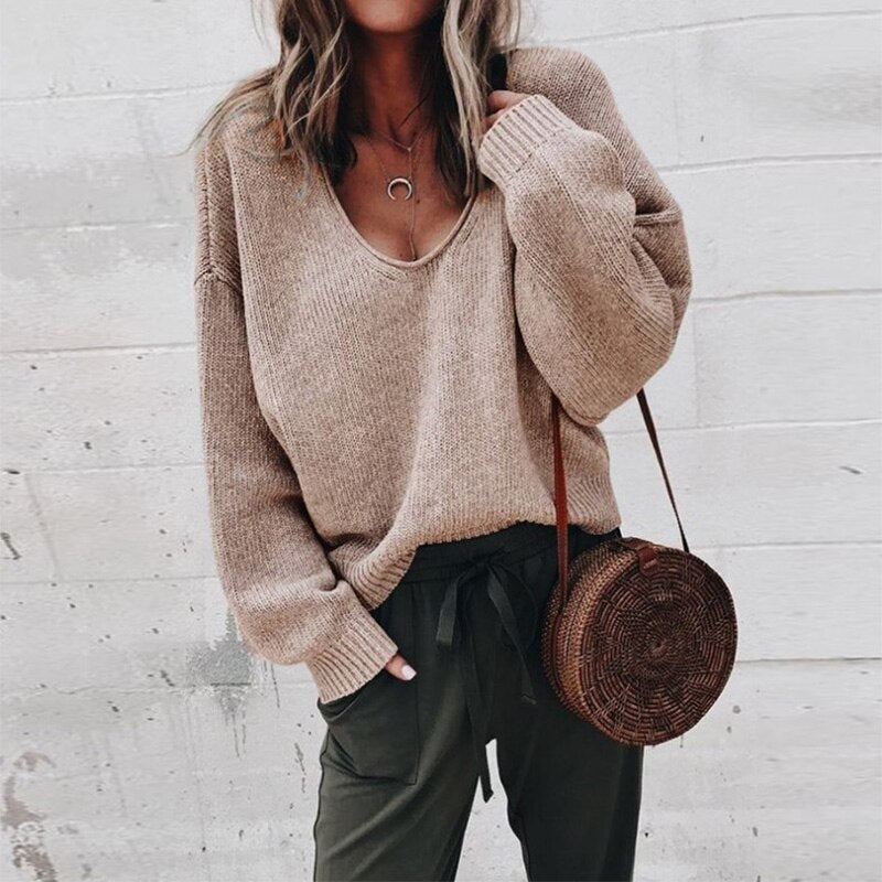 Dzianinowy Oversize Sweter Damski - Aurora