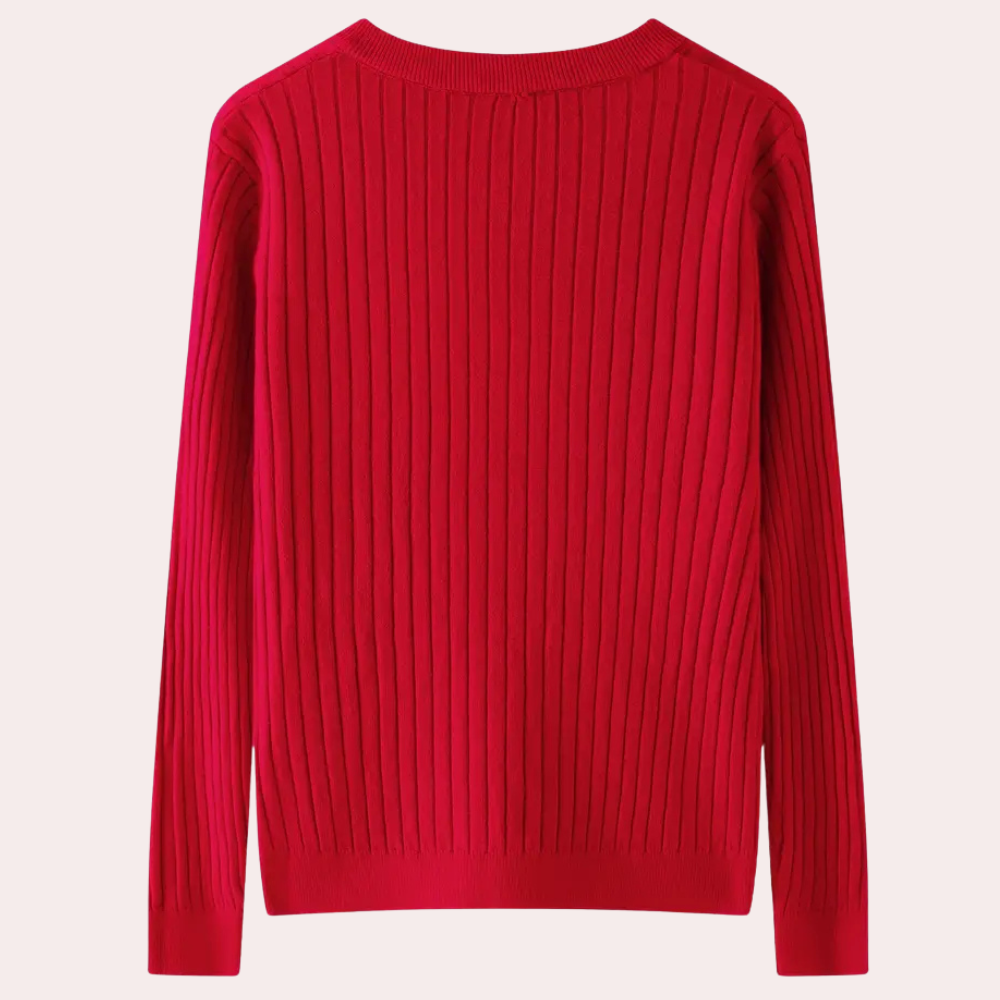 Sweter z dekoltem w serek z detalami na guziki dla kobiet - Marit