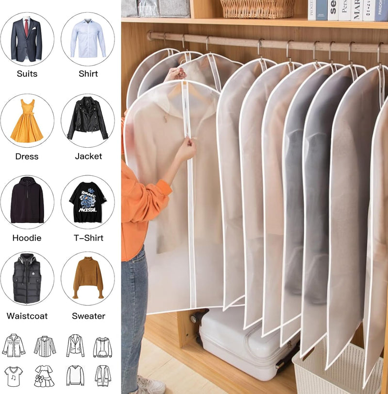 PEVA Kledinghoes Set – 24-Pack Hangende Kledinghoezen in 3 Maten