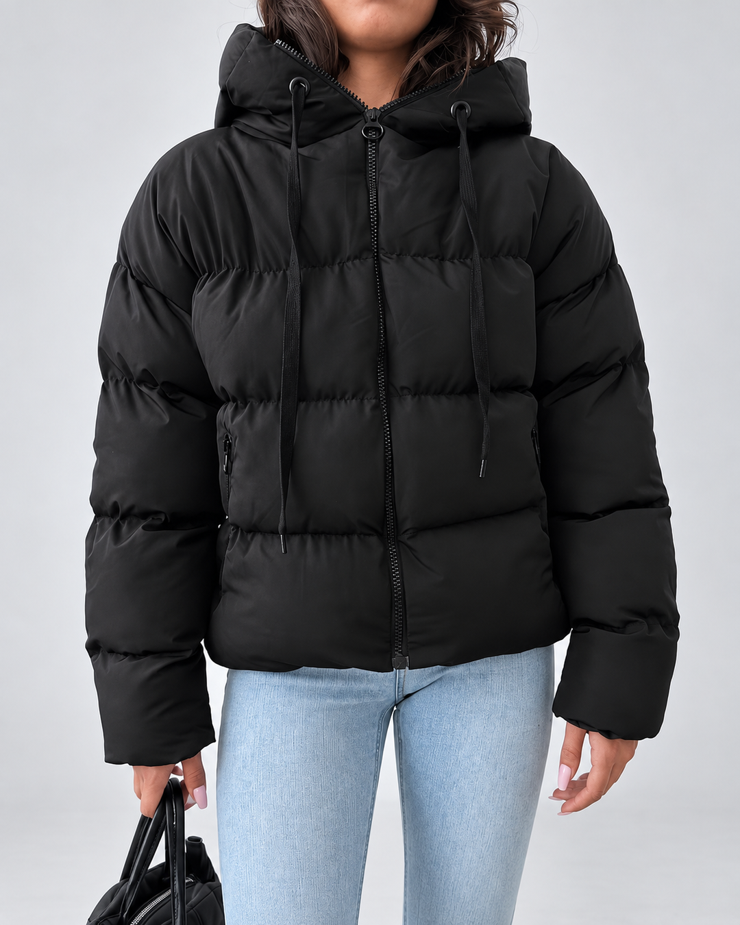 Women's Oversized Hooded Padded Puffer Jacket with Zip Front 2