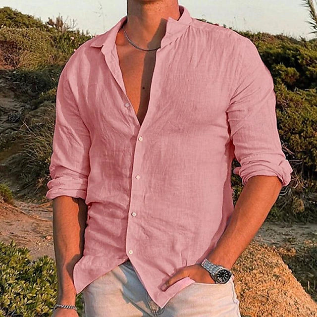 Luxury men's linen shirt with long sleeves - Milan