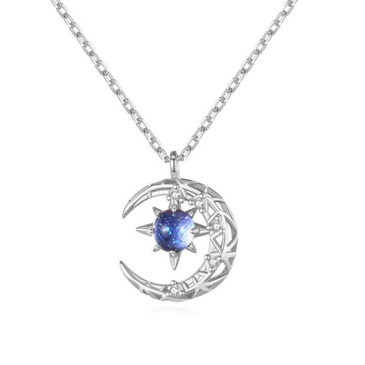 Necklace with Crescent Moon and Star Pendant