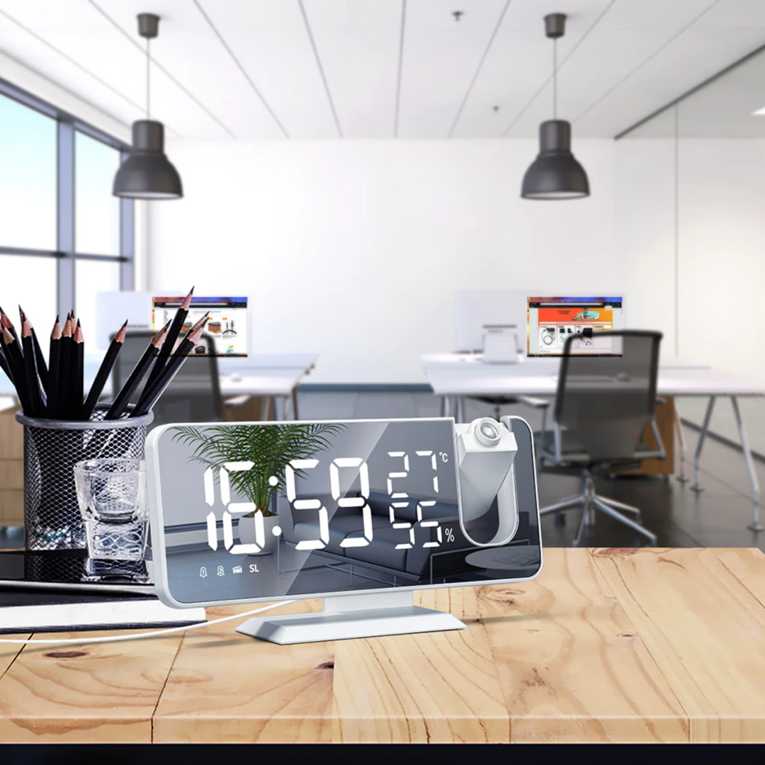 Sammy Jackson™ Astronatic™ | De Beste Alarmklok met LED Scherm - 180° Projector - USB lader