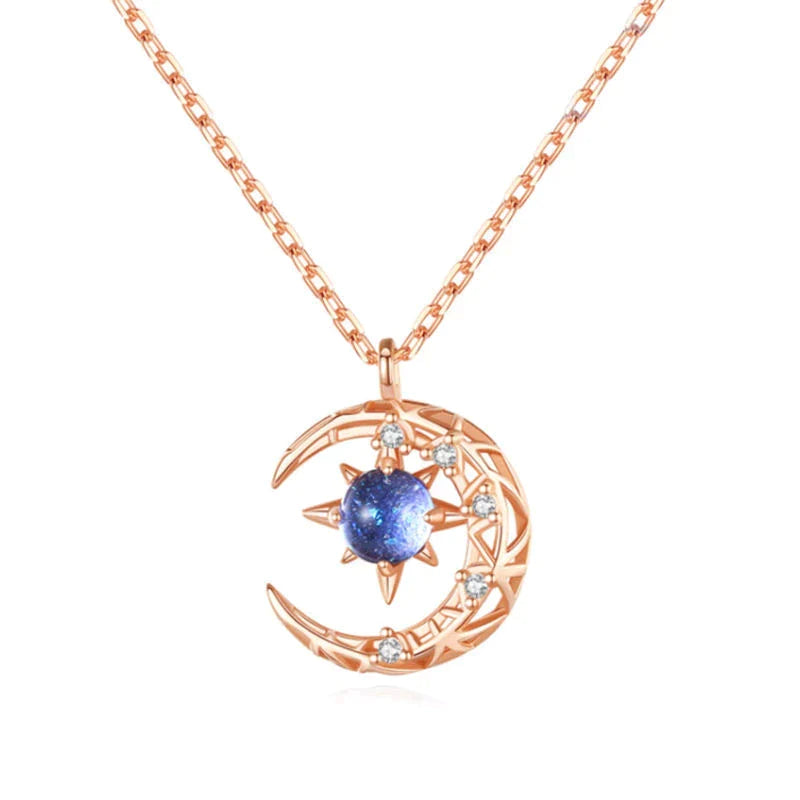 Necklace with Crescent Moon and Star Pendant