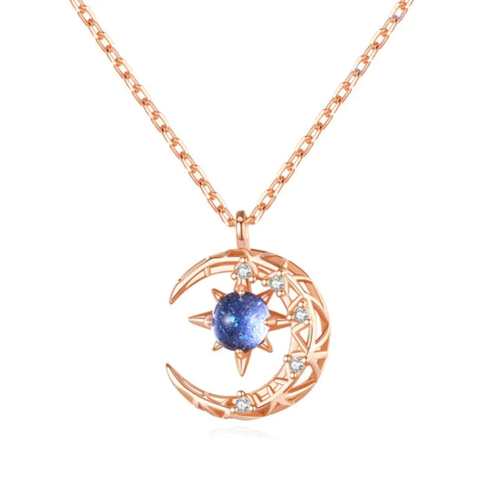 Necklace with Crescent Moon and Star Pendant