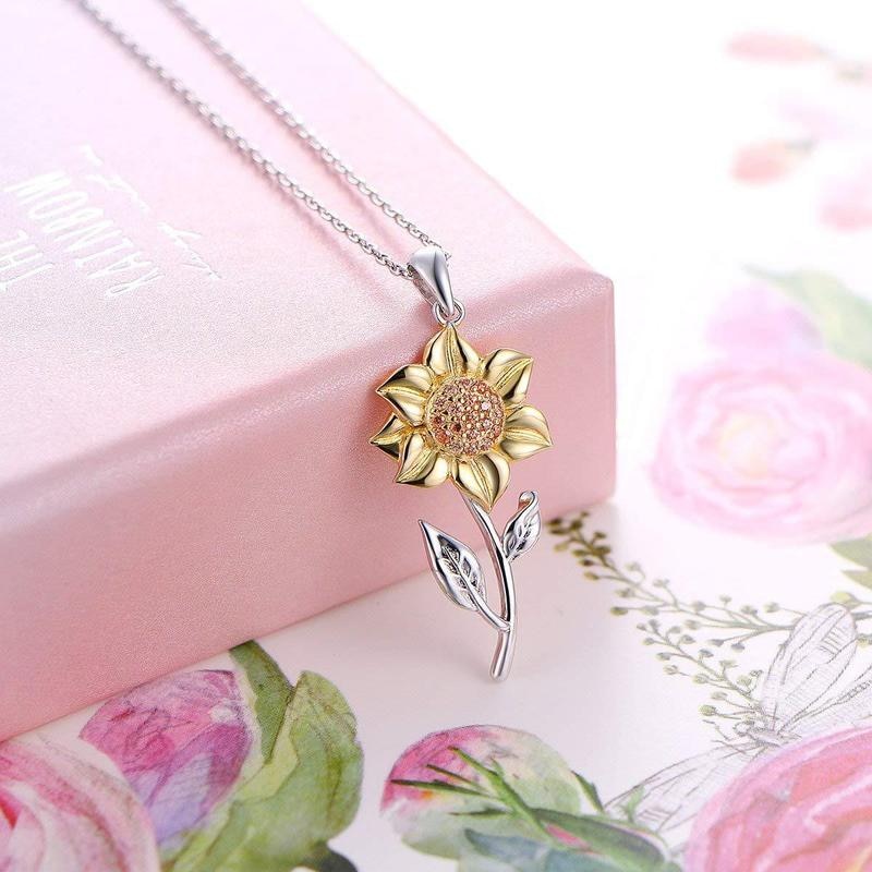 Silver-Gold Sunflower Necklace