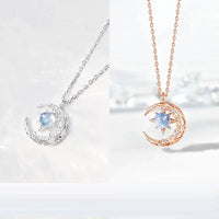 Necklace with Crescent Moon and Star Pendant