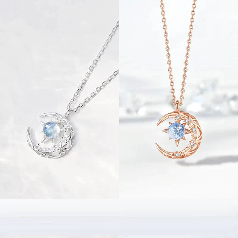 Necklace with Crescent Moon and Star Pendant