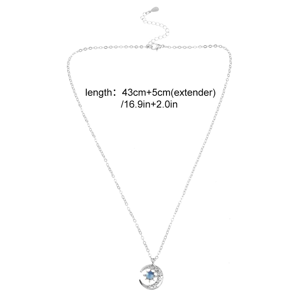 Necklace with Crescent Moon and Star Pendant