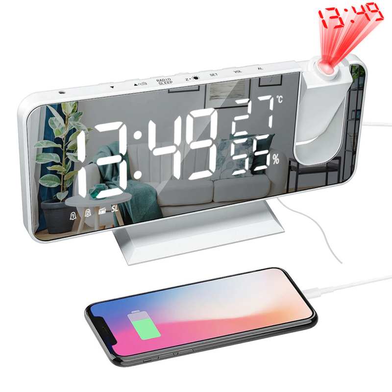 Sammy Jackson™ Astronatic™ | De Beste Alarmklok met LED Scherm - 180° Projector - USB lader