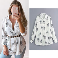 Didi Dierenprint Bluzka | Elegancka, satynowa bluzka damska