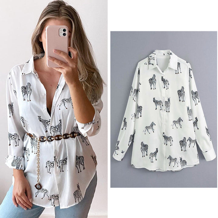 Didi Dierenprint Bluzka | Elegancka, satynowa bluzka damska