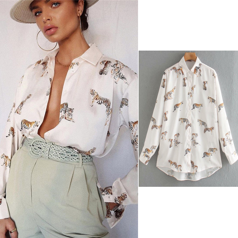 Didi Dierenprint Bluzka | Elegancka, satynowa bluzka damska