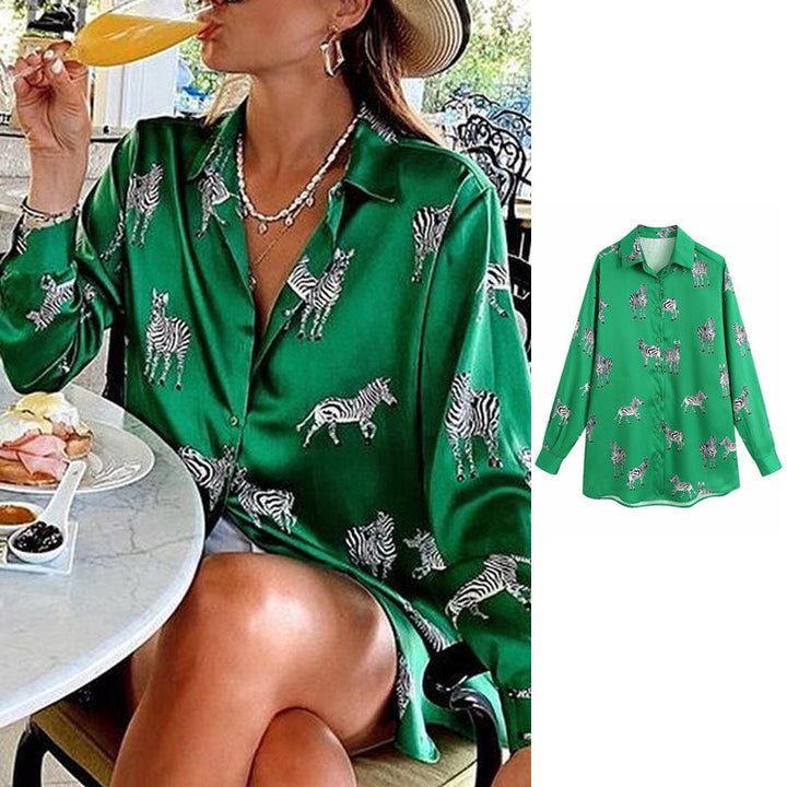 Didi Dierenprint Bluzka | Elegancka, satynowa bluzka damska