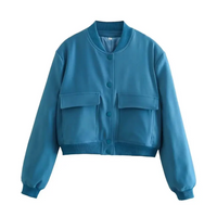 Crystal Cropped Varsity Jacket | Stylish & Casual