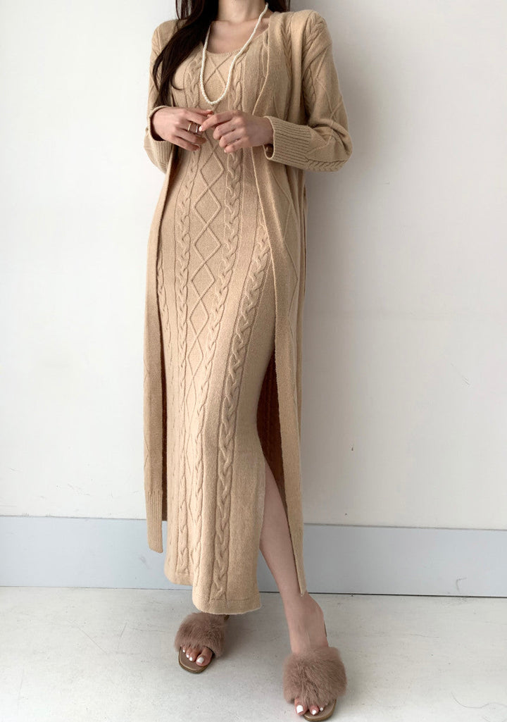 Jolie 2-piece Set | Knitted winter dress with a cozy warm cardigan