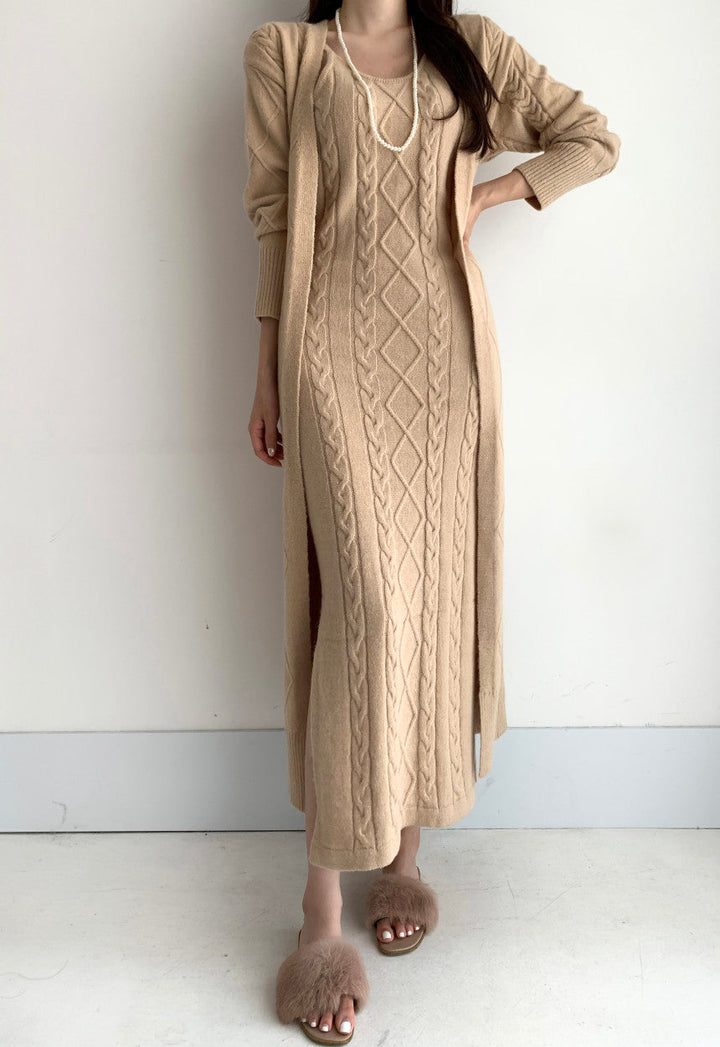 Jolie 2-piece Set | Knitted winter dress with a cozy warm cardigan