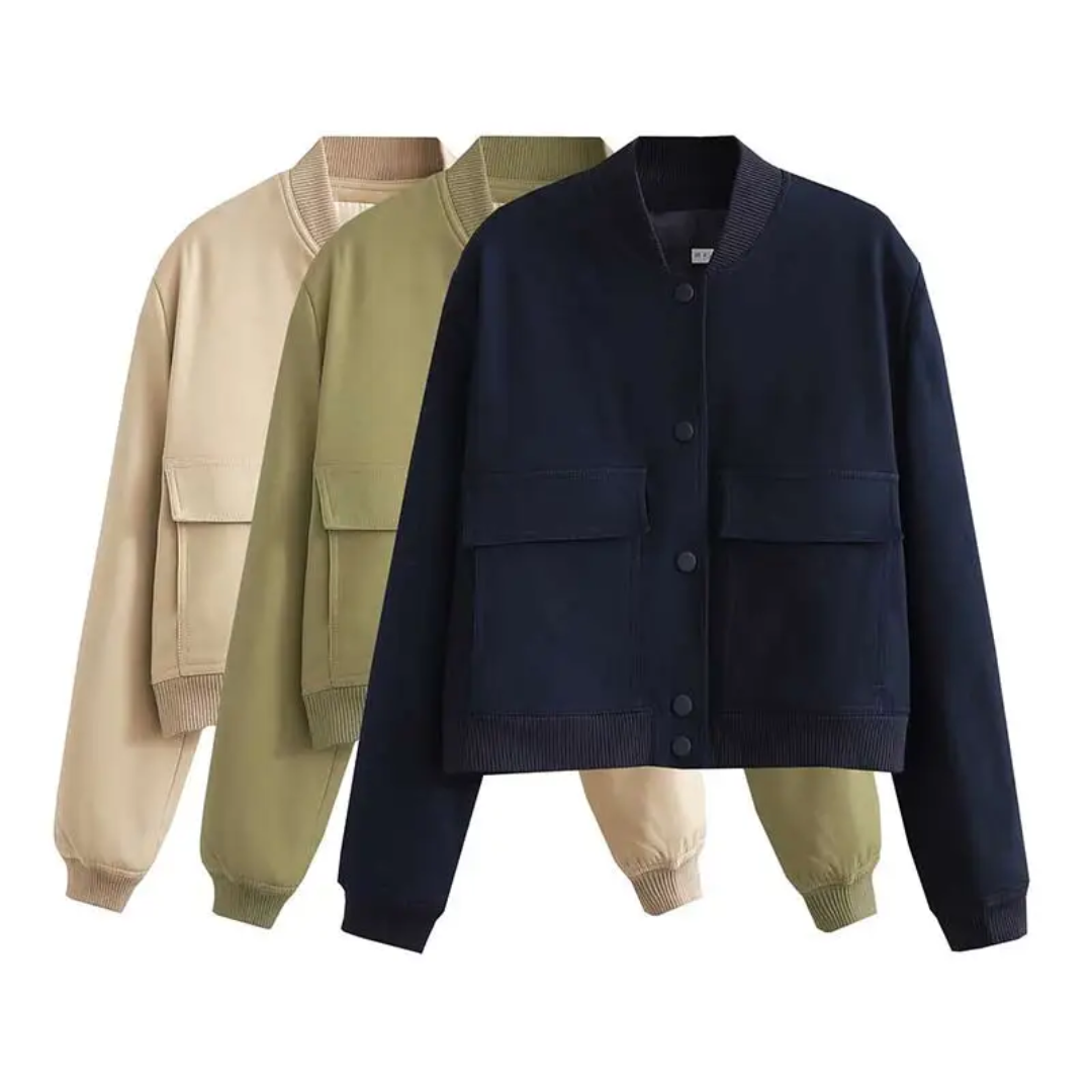 Crystal Cropped Varsity Jacket | Stylish & Casual