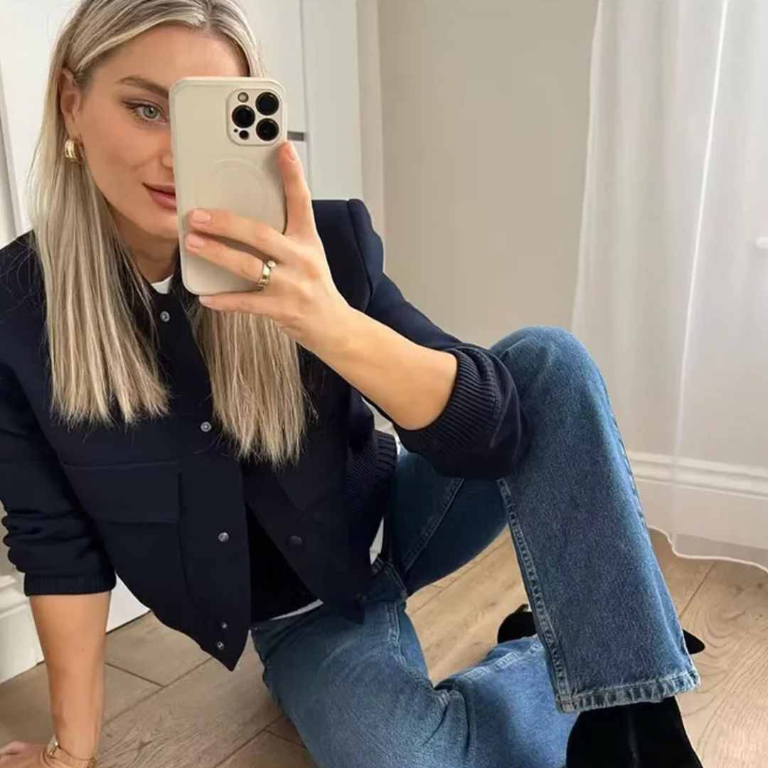 Crystal Cropped Varsity Jacket | Stylish & Casual
