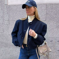 Crystal Cropped Varsity Jacket | Stylish & Casual