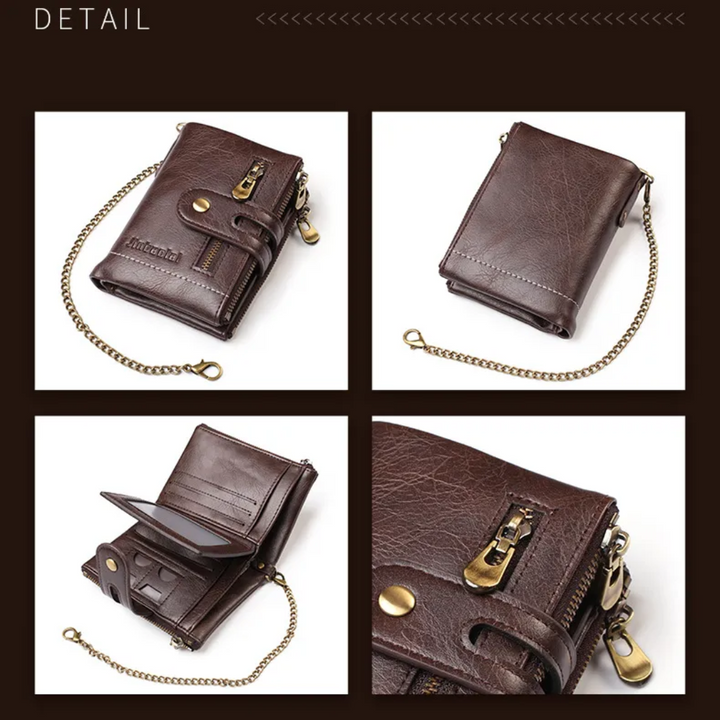 Retro Leather Wallet | With cool chain!