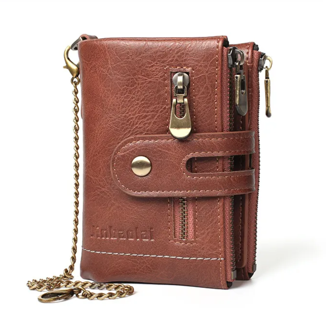 Retro Leather Wallet | With cool chain!