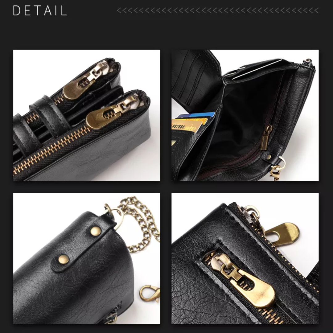 Retro Leather Wallet | With cool chain!