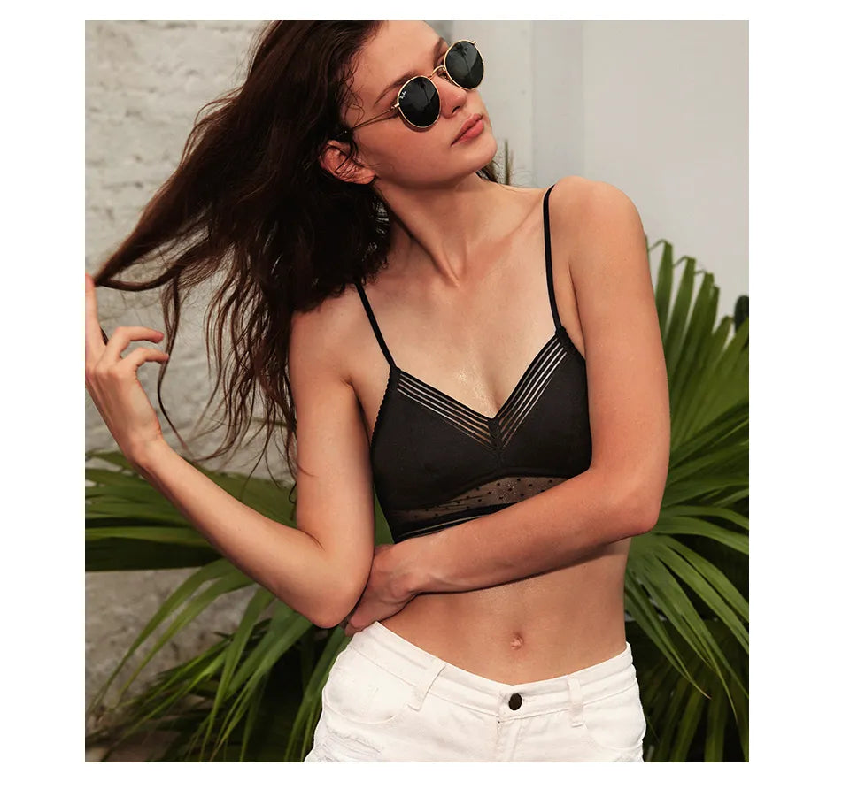 Backless Bra | With trendy polka dot mesh