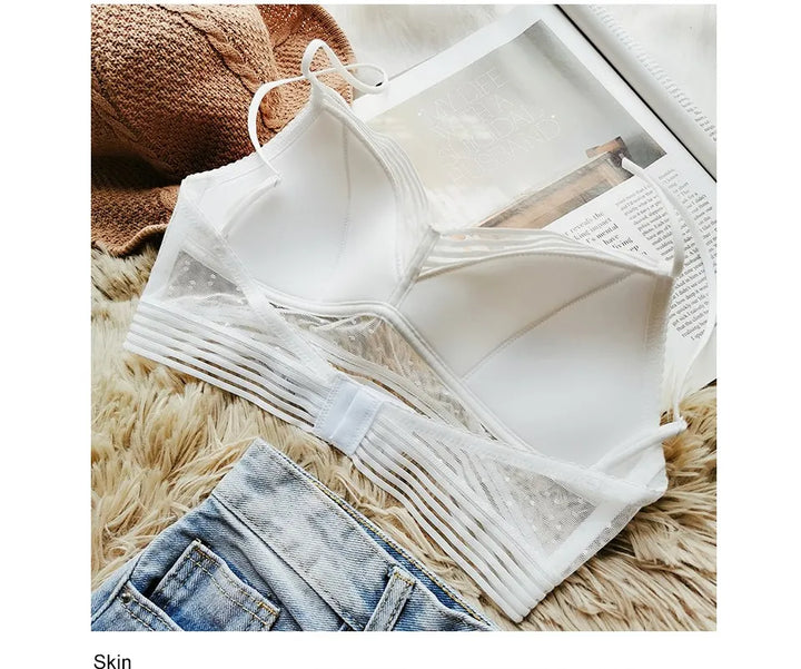 Backless Bra | With trendy polka dot mesh