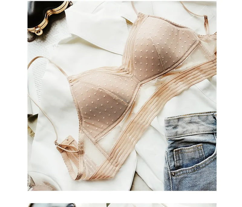 Backless Bra | With trendy polka dot mesh