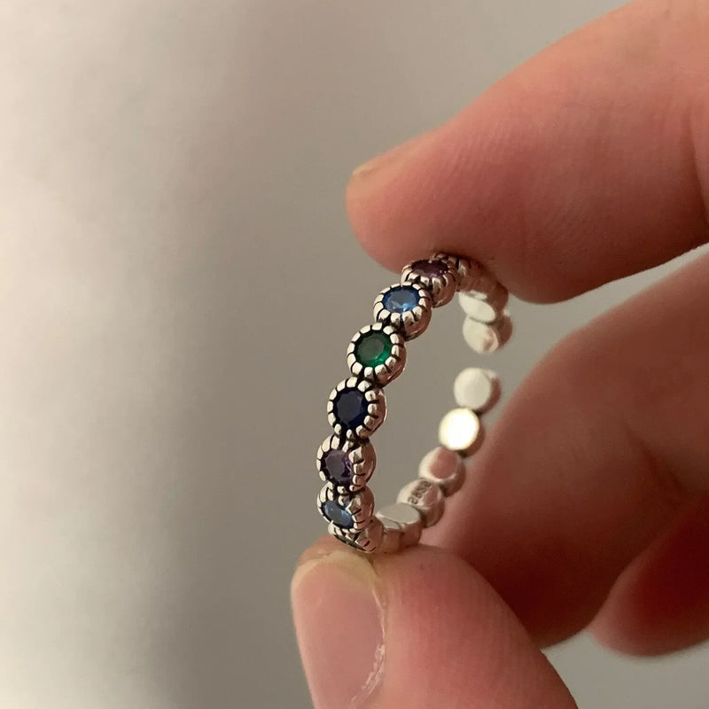 Silver Flower Stone Ring | With unique details