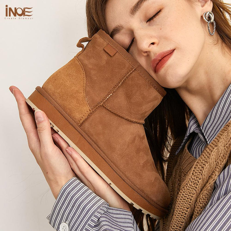 Inoe Suede Winter Shoes | Genuine Sheepskin, Super Warm & Soft