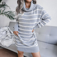 Grazia Sweater Dress | Turtleneck dress with stripe design