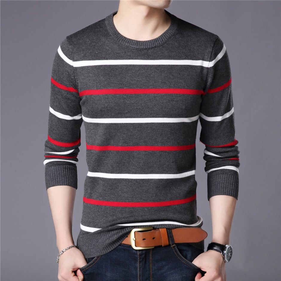 Sammy Jackson™ Men's Fashion | Casual Striped Sweater with O-Neck