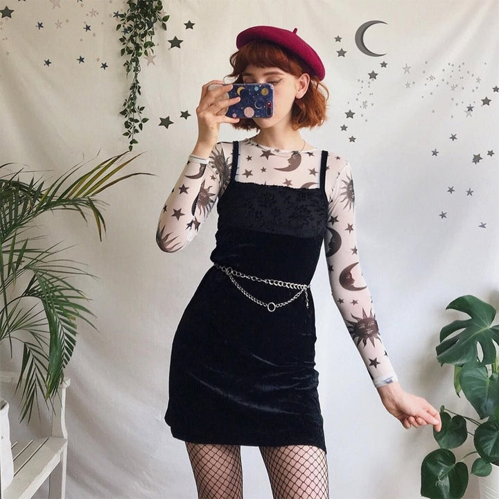 Moonvibe sweter | sweter z przezroczystą siateczką i wyjątkowym wzorem