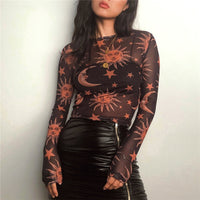 Moonvibe sweter | sweter z przezroczystą siateczką i wyjątkowym wzorem