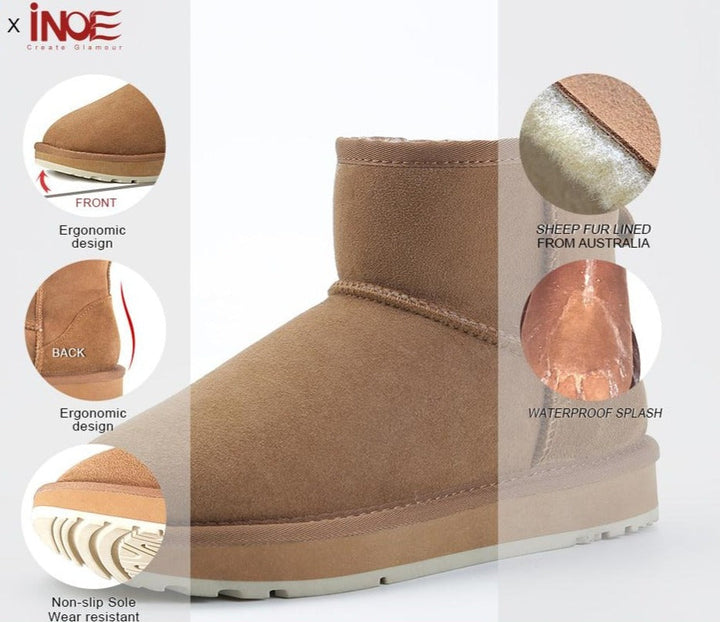 Inoe Suede Winter Shoes | Genuine Sheepskin, Super Warm & Soft