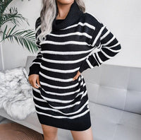 Grazia Sweater Dress | Turtleneck dress with stripe design
