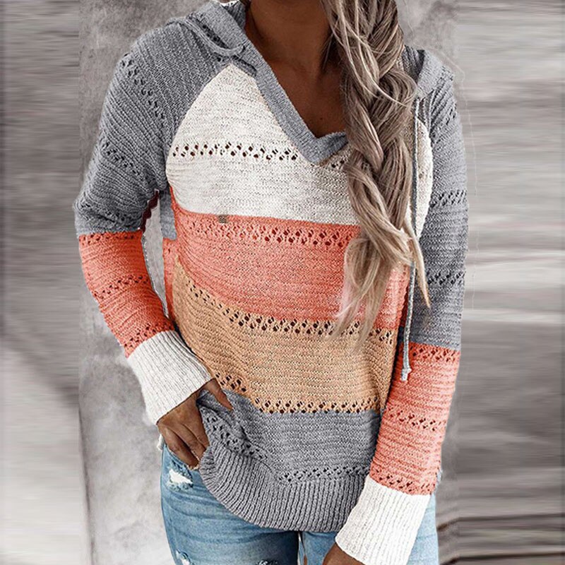 Sammy Jackson™ Lydia | Comfortable Patchwork Sweater with Hood