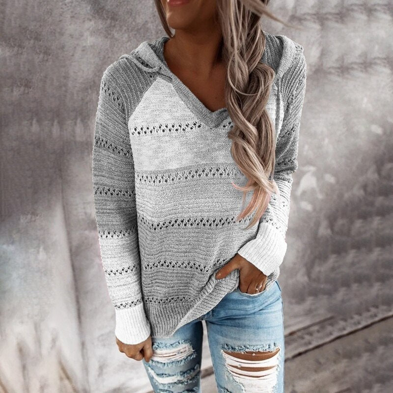 Sammy Jackson™ Lydia | Comfortable Patchwork Sweater with Hood