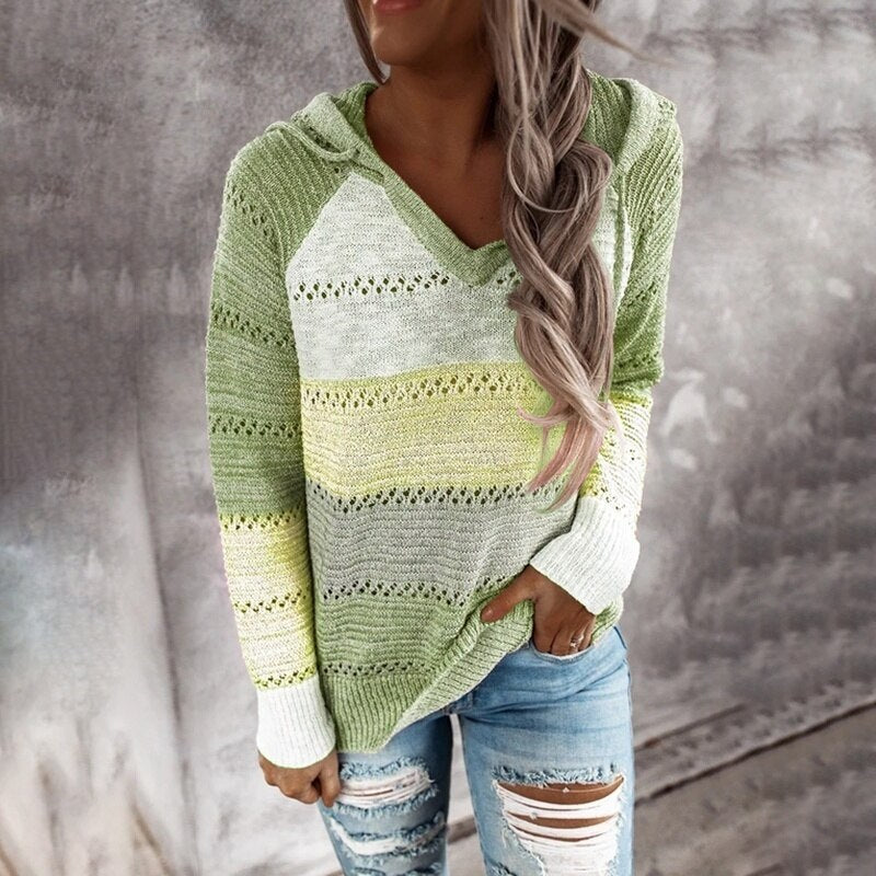 Sammy Jackson™ Lydia | Comfortable Patchwork Sweater with Hood