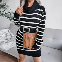 Grazia Sweater Dress | Turtleneck dress with stripe design